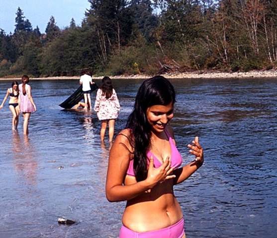 Girl in Pink Bikini on Clackamas River - Vortex 1 - 1970 - McIver State Park