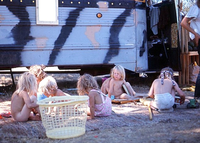 Kids Playing Next to Bus - Vortex 1 - 1970 - McIver State Park